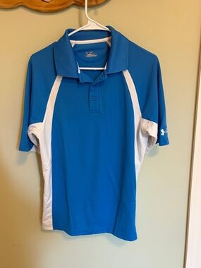 Under Armour Blue and White Men's Polo Shirt